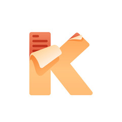 K letter with task list icon. Task list paper.