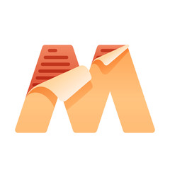 M letter with task list icon. Task list paper.