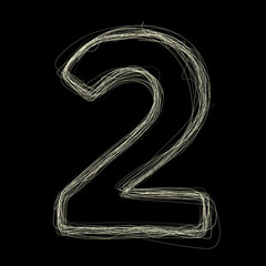 Number 2 made of light.3D illustration