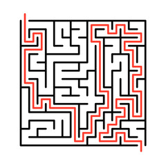 Vector maze, labyrinth illustration with solution.