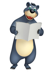 cute Bear cartoon character with news paper