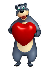 cute Bear cartoon character with heart