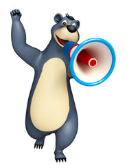 cute Bear cartoon character with loudspeaker