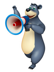 cute Bear cartoon character with loudspeaker
