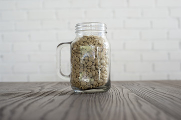 coffee beans in a bottle 