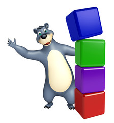 cute Bear cartoon character with level