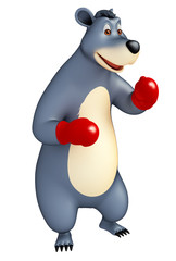 cute Bear cartoon character with boxing glubs