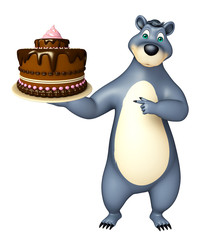 cute Bear cartoon character with cake