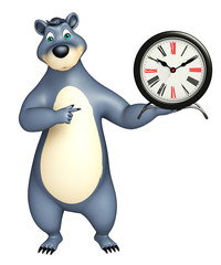 cute Bear cartoon character with clock