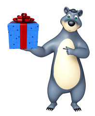 cute Bear cartoon character with gift box