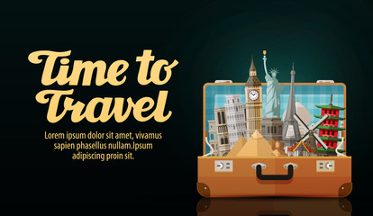 time to travel. historic buildings countries of the world. vector illustration © ~ Bitter ~