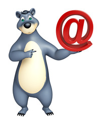 cute Bear cartoon character with at the rate sign