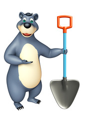 cute Bear cartoon character with digging shovel
