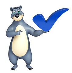 cute Bear cartoon character with right sign