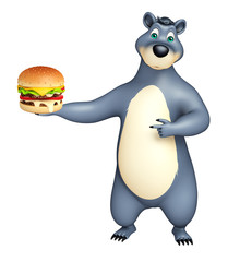 cute Bear cartoon character with burger