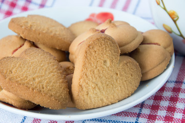 Shortbread biscuits on a white background