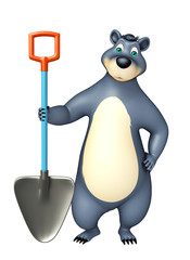 cute Bear cartoon character with digging shovel
