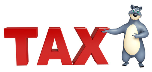 cute Bear cartoon character with tax sign