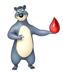 cute Bear cartoon character with blood drop