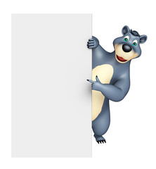 cute Bear cartoon character with white board