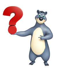 cute Bear cartoon character with question mark sign