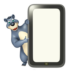 cute Bear cartoon character with mobile