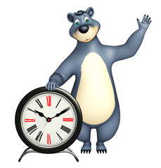 cute Bear cartoon character with clock
