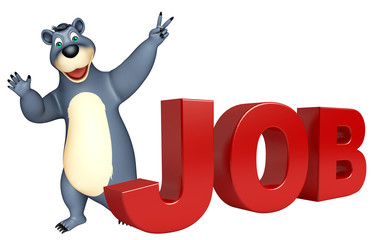 cute Bear cartoon character with job sign