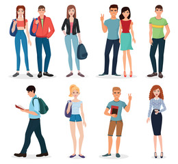 Fototapeta premium International young people characters and couples collection.