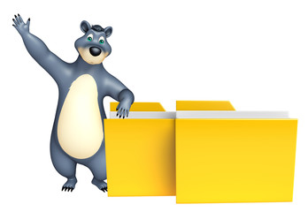 cute Bear cartoon character with folder