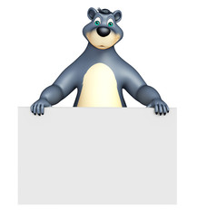 cute Bear cartoon character with white board