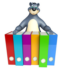fun Bear cartoon character with files