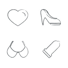 Draw set Sex And XXX Icons Set, Vector Design