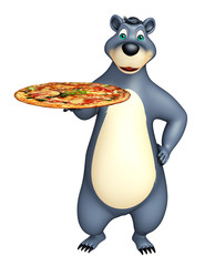 fun Bear cartoon character with pizza