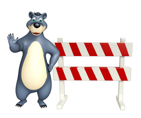 fun Bear cartoon character with baracades