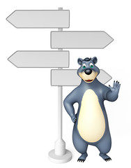 fun Bear cartoon character with sign
