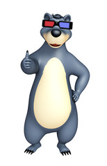 fun Bear cartoon character with 3D glasses