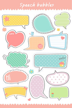 hand drawn, cute speech bubble collection, speaking, text box template