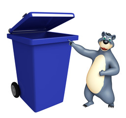fun Bear cartoon character with dustbin