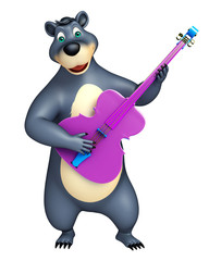 cute Bear cartoon character with guitar