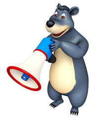 fun Bear cartoon character with loudspeaker