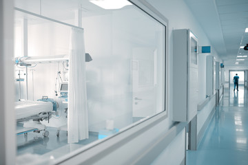 Window in ward of hospital corridor - Powered by Adobe