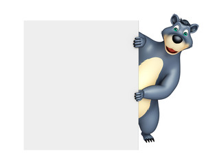 cute Bear cartoon character with white board