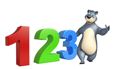 fun Bear cartoon character with 123 sign