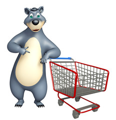 cute Bear cartoon character with trolly