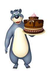 cute Bear cartoon character with cake