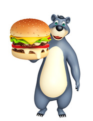 cute Bear cartoon character with burger
