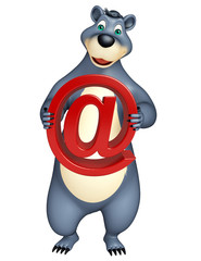cute Bear cartoon character with at the rate sign