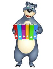 fun Bear cartoon character with files
