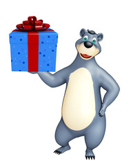 cute Bear cartoon character with gift box